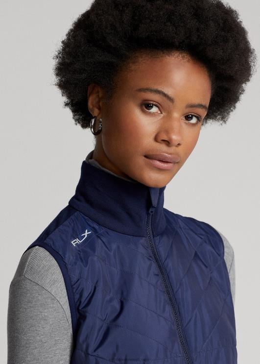 Ralph Lauren naised tepitud esiosa hübriid täistõmblukuga vest PR0V3755 rafineeritud merevägi