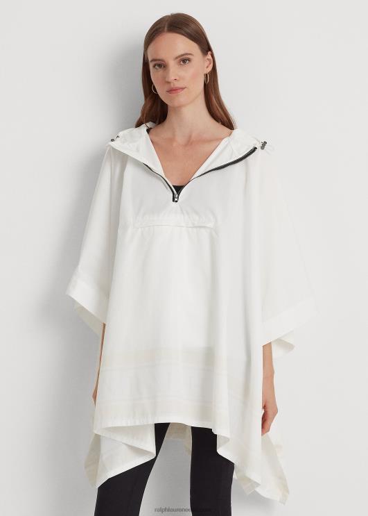 Ralph Lauren naised logo-prindiga pakitav vihmapontšo PR0V4119 siidvalge