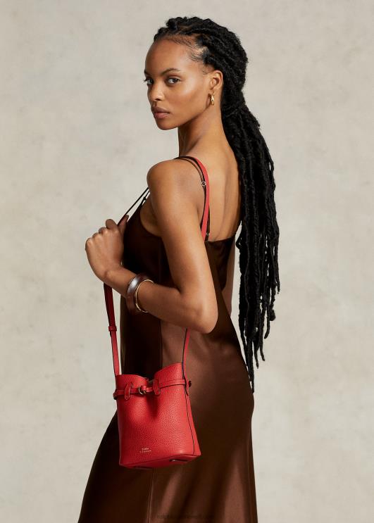 Ralph Lauren naised nahast väike bellport ämbrikott PR0V5201 rubiin