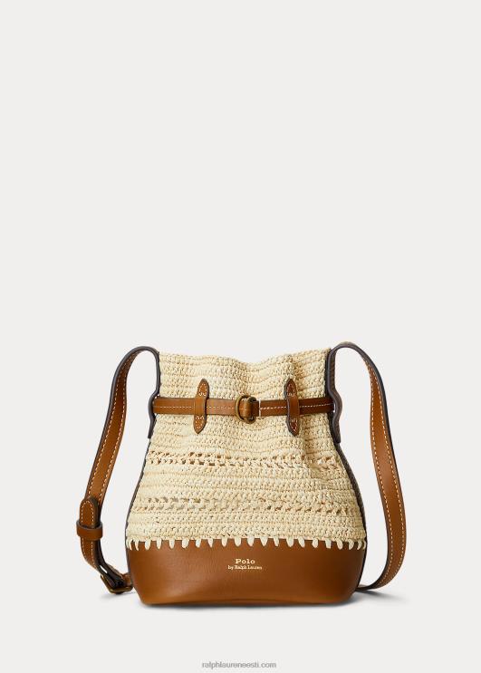Ralph Lauren naised raffia nahast väike bellport ämbrikott PR0V5199 loomulik/cuoio