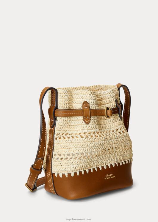 Ralph Lauren naised raffia nahast väike bellport ämbrikott PR0V5199 loomulik/cuoio
