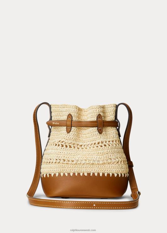 Ralph Lauren naised raffia nahast väike bellport ämbrikott PR0V5199 loomulik/cuoio