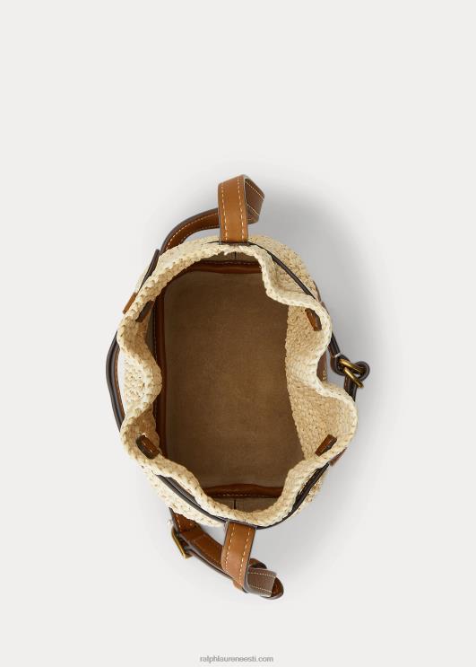 Ralph Lauren naised raffia nahast väike bellport ämbrikott PR0V5199 loomulik/cuoio