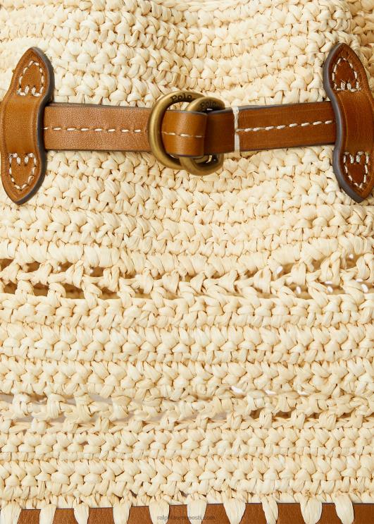 Ralph Lauren naised raffia nahast väike bellport ämbrikott PR0V5199 loomulik/cuoio