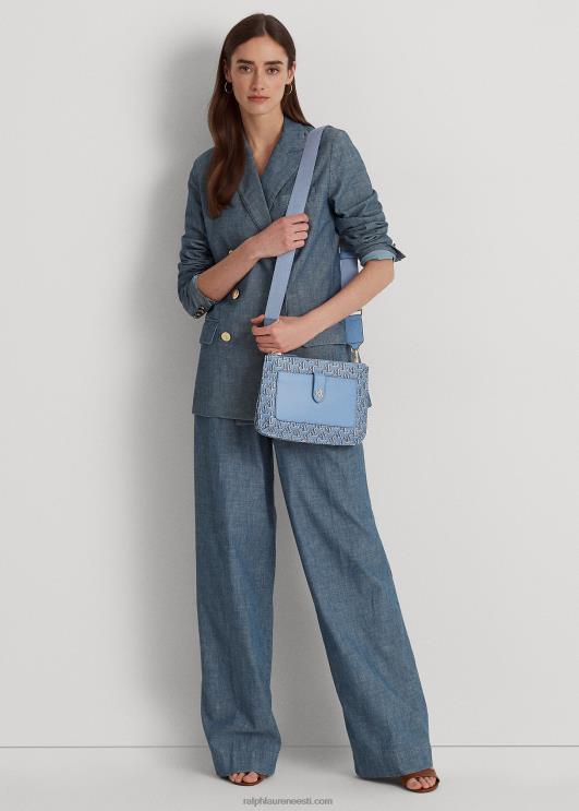 Ralph Lauren naised kaetud lõuendist keskmise jamey crossbody kott PR0V5392 kiltkivi sinine