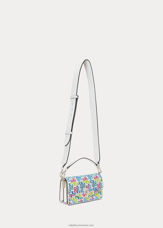 Ralph Lauren naised logoga nahast väike tayler crossbody kott PR0V5337 mutli logo/valge