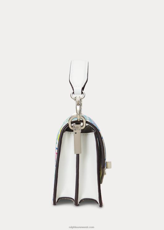 Ralph Lauren naised logoga nahast väike tayler crossbody kott PR0V5337 mutli logo/valge