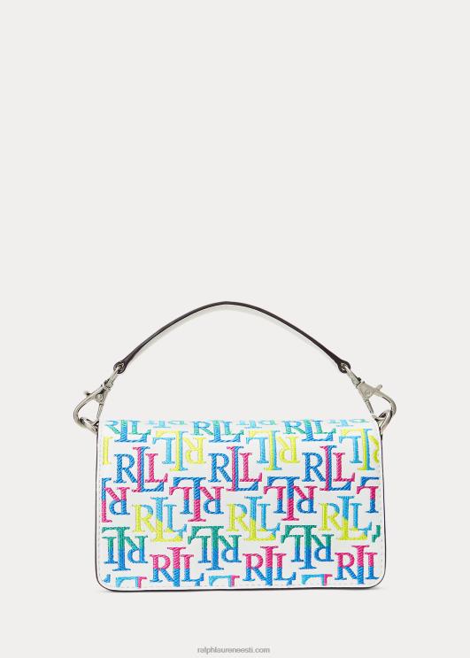 Ralph Lauren naised logoga nahast väike tayler crossbody kott PR0V5337 mutli logo/valge