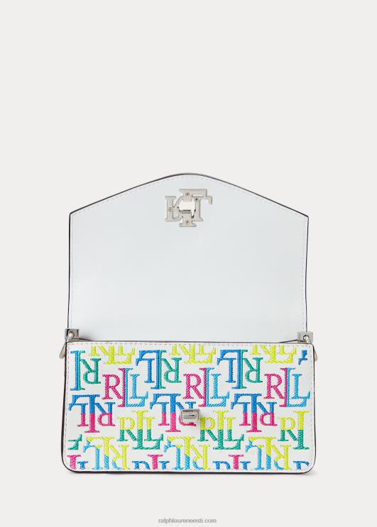 Ralph Lauren naised logoga nahast väike tayler crossbody kott PR0V5337 mutli logo/valge