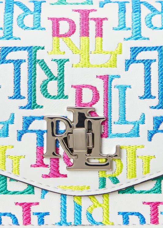 Ralph Lauren naised logoga nahast väike tayler crossbody kott PR0V5337 mutli logo/valge