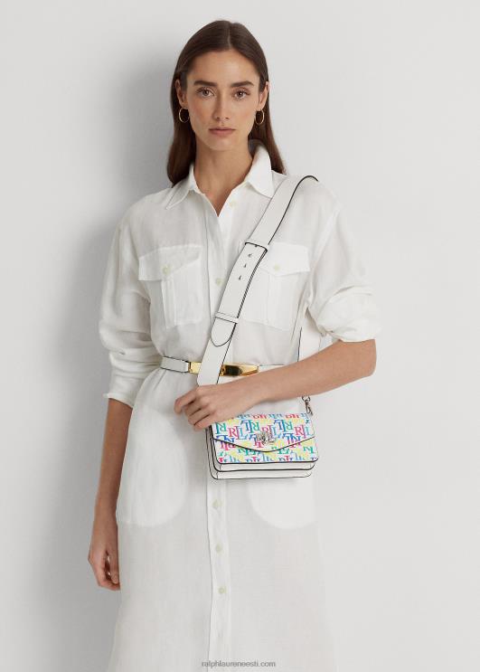 Ralph Lauren naised logoga nahast väike tayler crossbody kott PR0V5337 mutli logo/valge