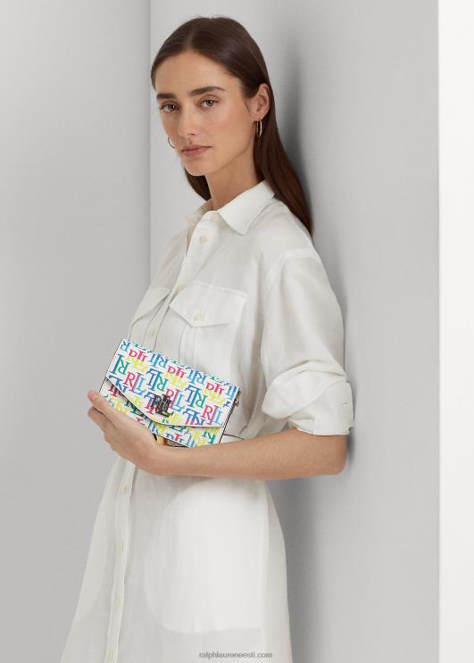Ralph Lauren naised logoga nahast väike tayler crossbody kott PR0V5337 mutli logo/valge