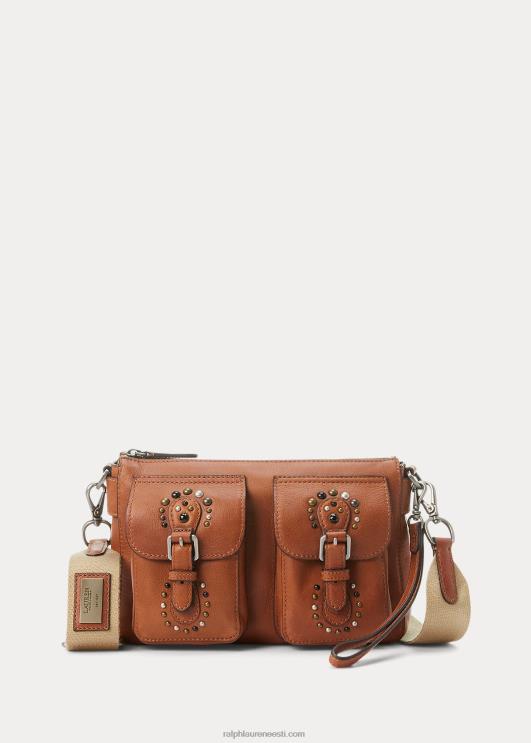 Ralph Lauren naised naastud nahast keskmine noa crossbody PR0V5442 tan