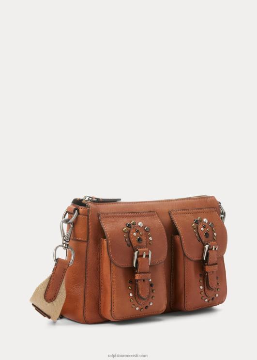 Ralph Lauren naised naastud nahast keskmine noa crossbody PR0V5442 tan