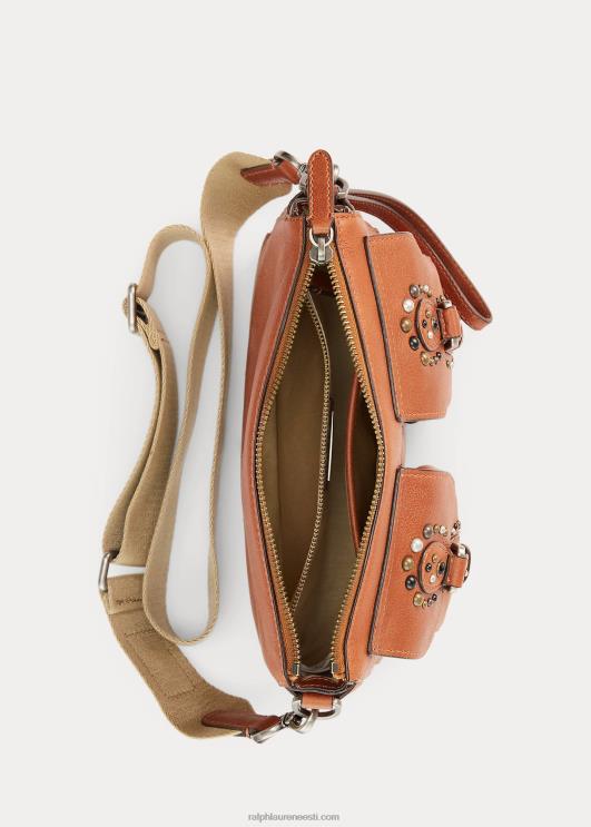 Ralph Lauren naised naastud nahast keskmine noa crossbody PR0V5442 tan