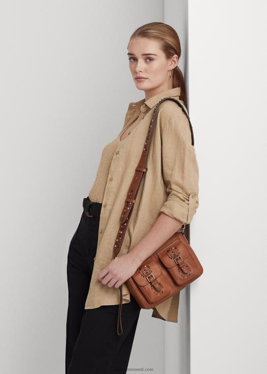 Ralph Lauren naised naastud nahast keskmine noa crossbody PR0V5442 tan