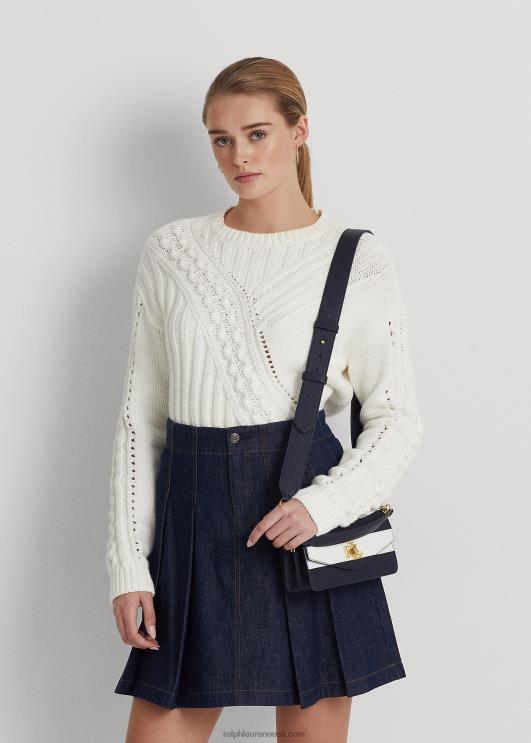 Ralph Lauren naised nahast väike tayler crossbody kott PR0V5450 rafineeritud mere-/valge triip