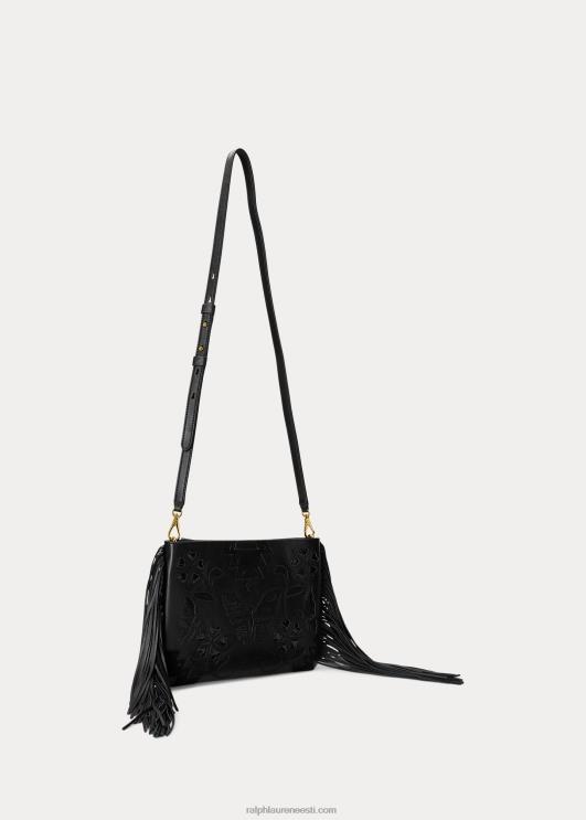 Ralph Lauren naised nahk keskmine elaina crossbody PR0V5439 must