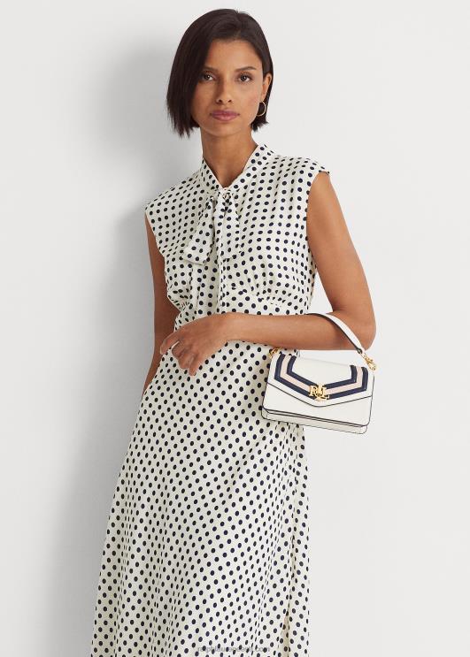 Ralph Lauren naised nappa nahast väike tayler crossbody kott PR0V5163 vanilje/rafineeritud merevägi