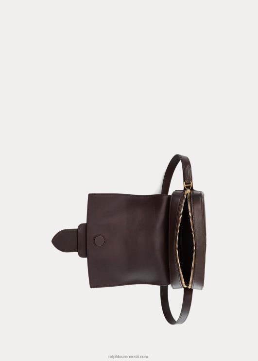 Ralph Lauren naised vasikanahast welingtoni crossbody kott PR0V5270 tumepruun