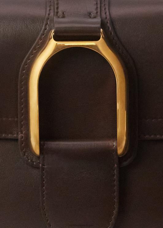 Ralph Lauren naised vasikanahast welingtoni crossbody kott PR0V5270 tumepruun