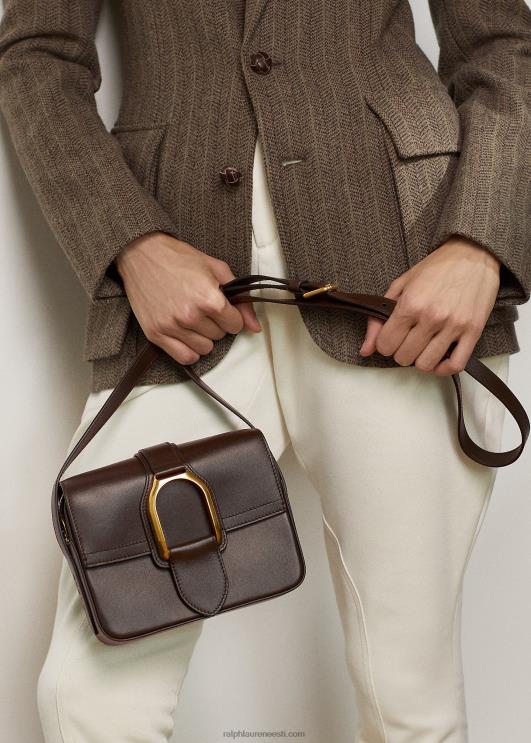 Ralph Lauren naised vasikanahast welingtoni crossbody kott PR0V5270 tumepruun
