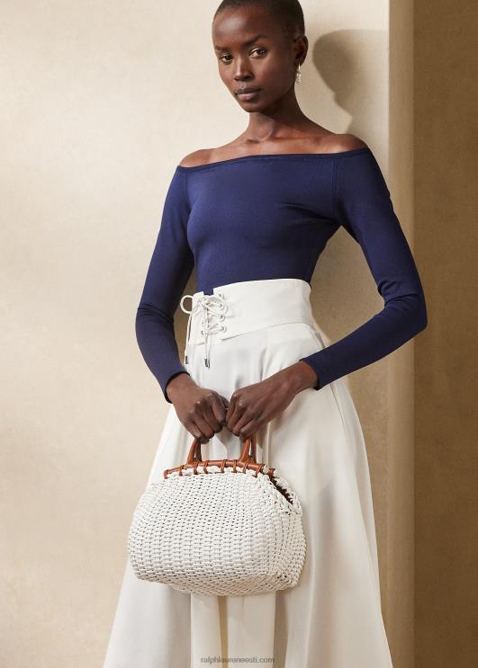 Ralph Lauren naised patenteeritud minikorvkäekott PR0V5142 valkjas