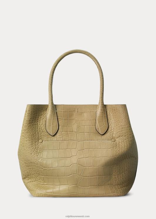 Ralph Lauren naised Croc-reljeefne keskmine bellport-kott PR0V5213 liiv