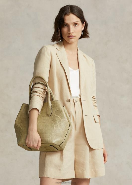 Ralph Lauren naised Croc-reljeefne keskmine bellport-kott PR0V5213 liiv