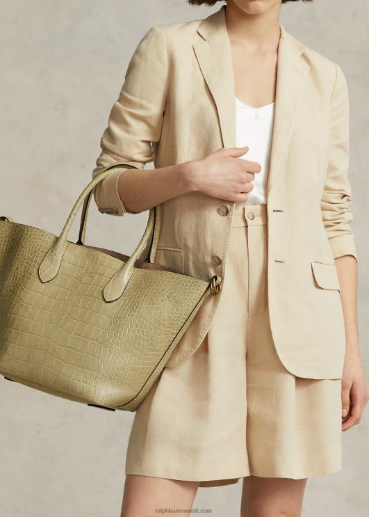 Ralph Lauren naised Croc-reljeefne keskmine bellport-kott PR0V5213 liiv