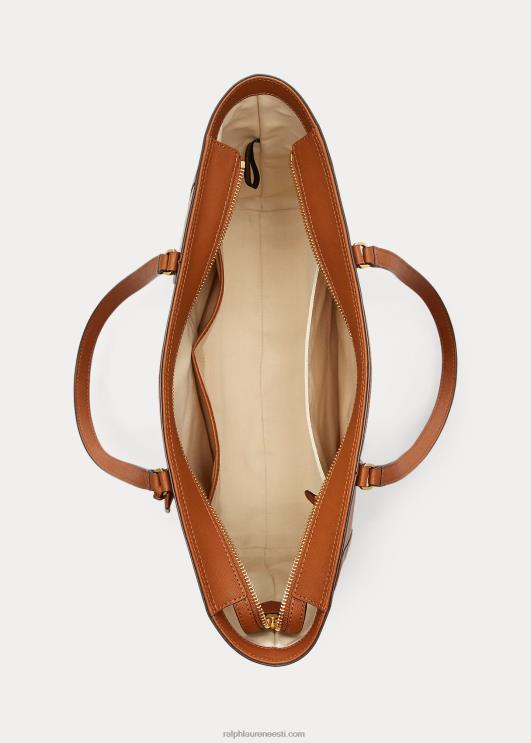 Ralph Lauren naised crosshatch nahast suur klaaskott PR0V5429 tan