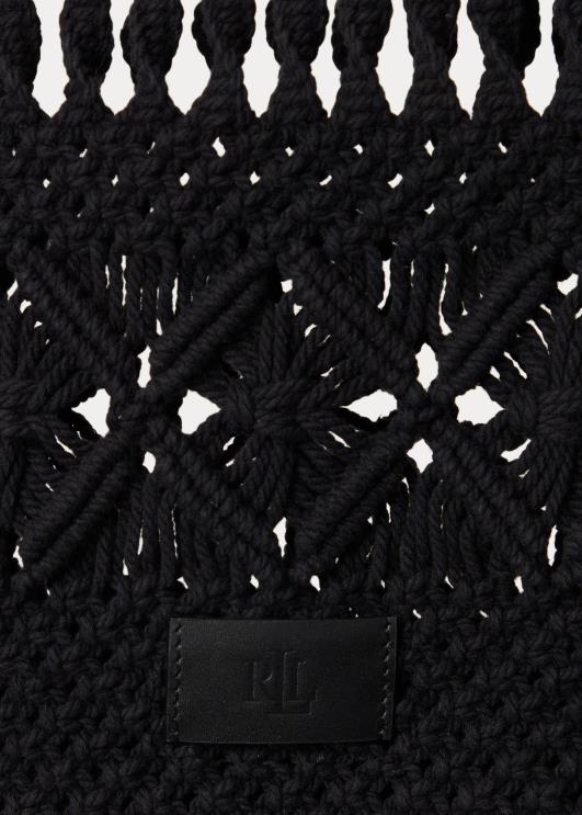 Ralph Lauren naised makramee suur cora kandekott PR0V5424 must