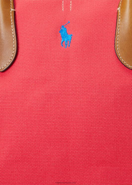 Ralph Lauren naised ümberpööratav lõuend keskmine bellport-kott PR0V5193 vastupidav punane/pulbersinine