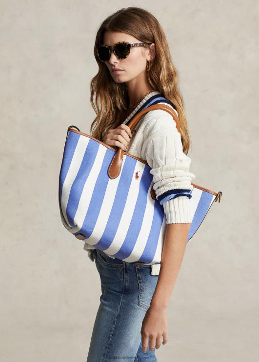 Ralph Lauren naised ümberpööratav lõuend keskmine bellport-kott PR0V5194 kuninglik merevägi / newporti merevägi