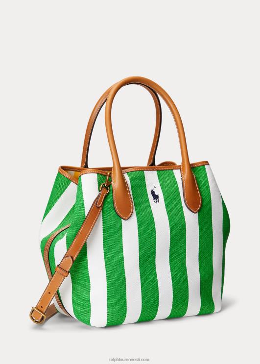 Ralph Lauren naised ümberpööratav lõuend keskmine bellport-kott PR0V5195 igihaljas/päikesekala kollane