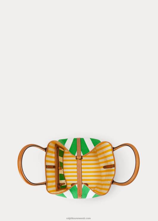 Ralph Lauren naised ümberpööratav lõuend keskmine bellport-kott PR0V5195 igihaljas/päikesekala kollane