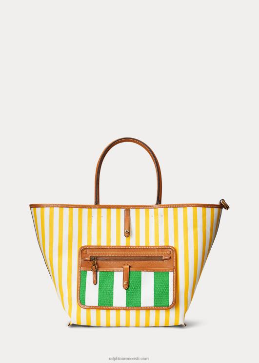 Ralph Lauren naised ümberpööratav lõuend keskmine bellport-kott PR0V5195 igihaljas/päikesekala kollane