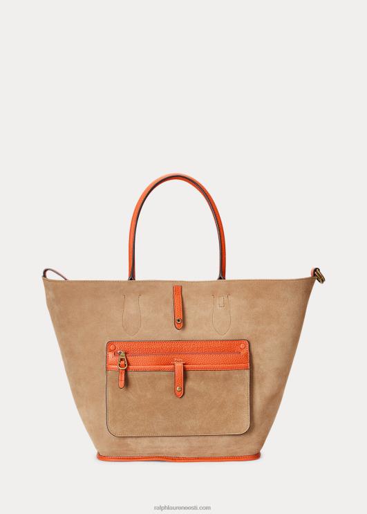 Ralph Lauren naised ümberpööratav nahast keskmine bellport-kott PR0V5214 päikeseloojangu oranž