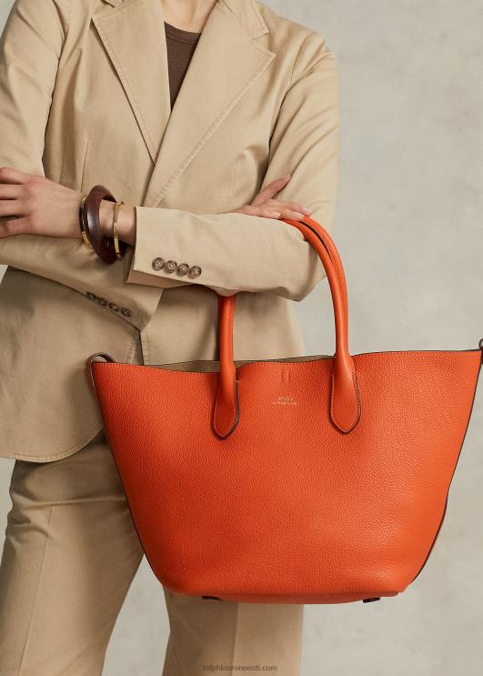Ralph Lauren naised ümberpööratav nahast keskmine bellport-kott PR0V5214 päikeseloojangu oranž