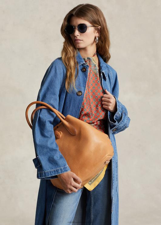 Ralph Lauren naised naastudega vachetta keskmine bellport-kott PR0V5215 loomulik