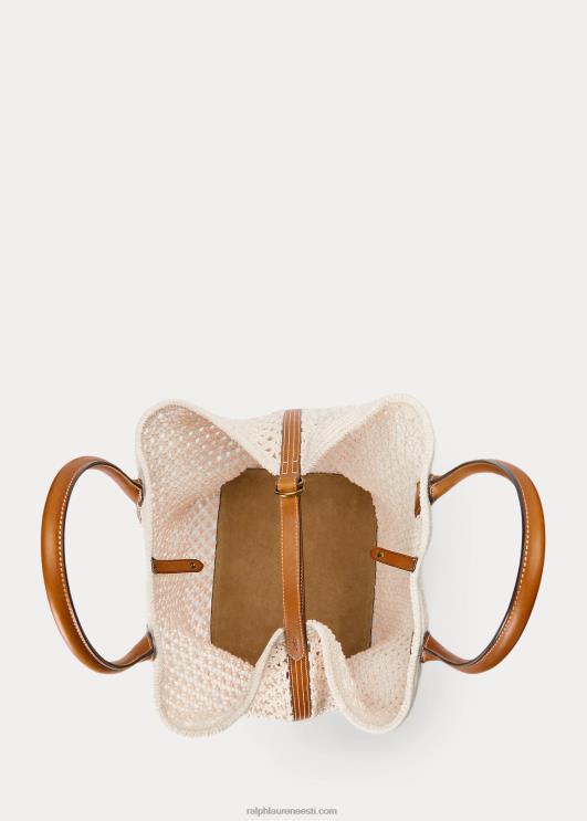 Ralph Lauren naised nahast ääristega heegeldatud suur kellukott PR0V5190 pärgamendikreem