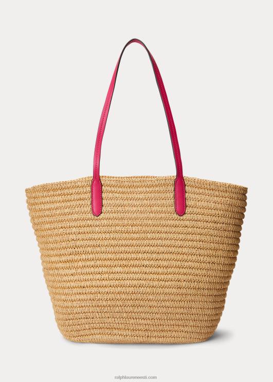 Ralph Lauren naised nahast äärtega suur brie-kott PR0V5422 naturaalne/sportroosa