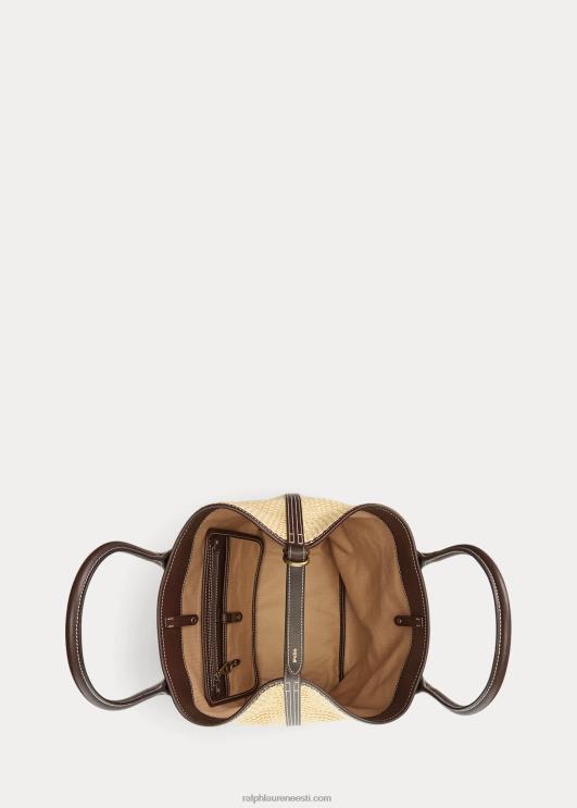 Ralph Lauren naised nahkkattega õlgedest keskmine bellport-kott PR0V5198 loomulik