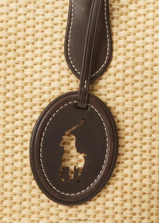 Ralph Lauren naised nahkkattega õlgedest keskmine bellport-kott PR0V5198 loomulik