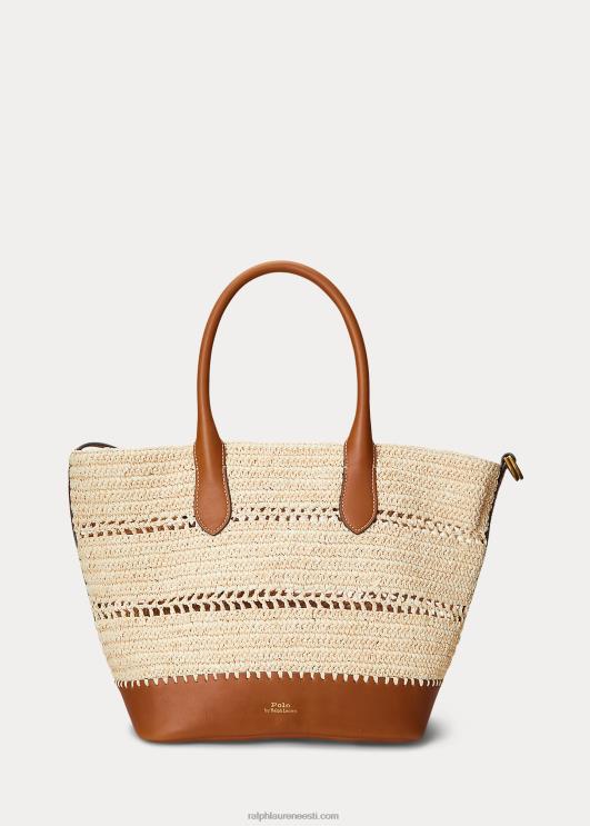 Ralph Lauren naised raffia-nahast keskmine bellport-kott PR0V5197 loomulik/cuoio