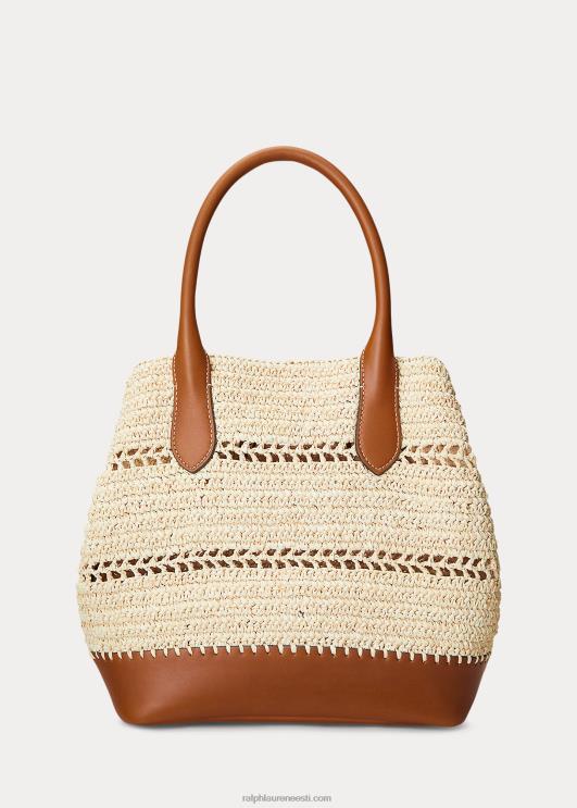 Ralph Lauren naised raffia-nahast keskmine bellport-kott PR0V5197 loomulik/cuoio