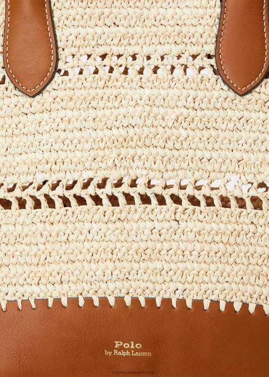 Ralph Lauren naised raffia-nahast keskmine bellport-kott PR0V5197 loomulik/cuoio