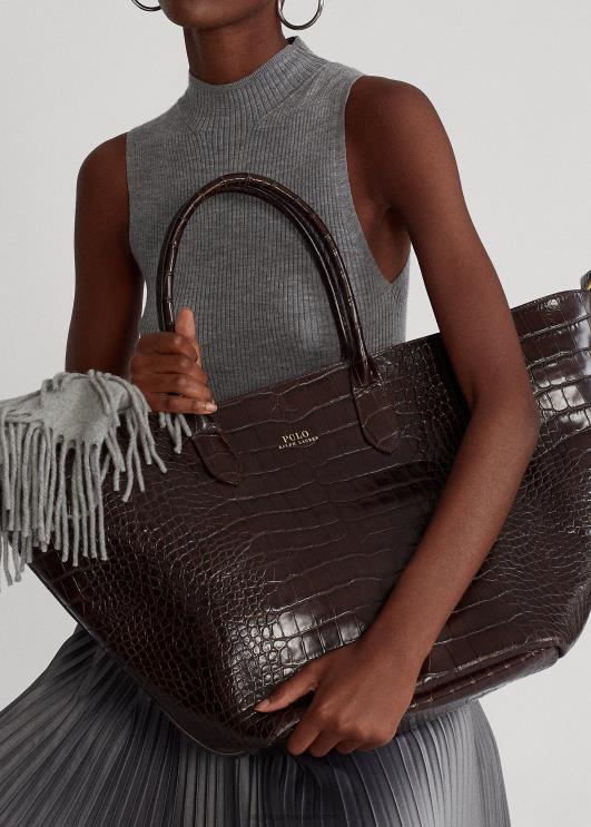 Ralph Lauren naised reljeefne suur kellukott PR0V5224 šokolaadi