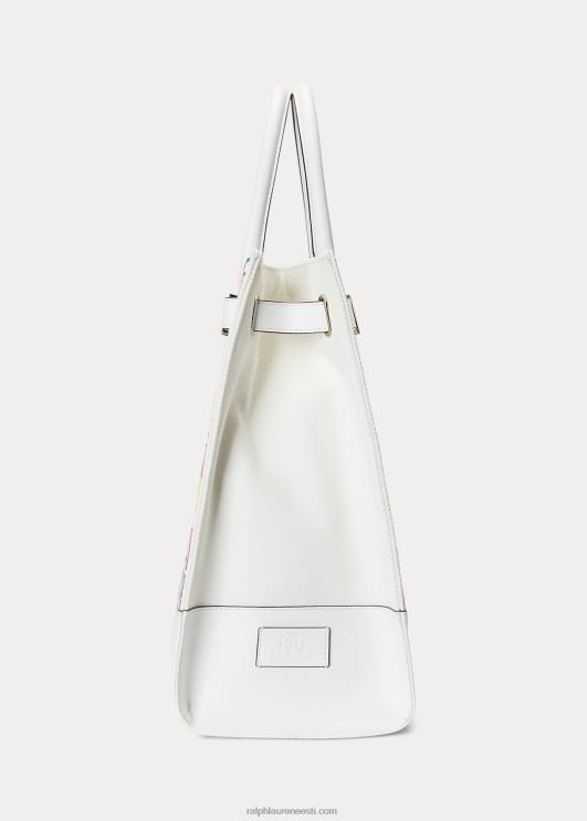 Ralph Lauren naised tikitud lõuendist suur devyn kandekott PR0V5425 mitmevärviline logo/valge