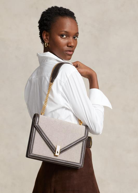 Ralph Lauren naised polo id lõuendist ümbriku kettkott PR0V5167 looduslik/tubakas